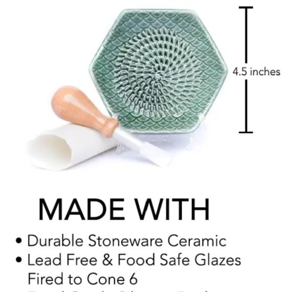 The Grate Plate Ceramic Grater (Includes peeler and brush) Sage Green - Picture 8 of 8